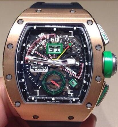 Richard Mille Replica Watch RM 011 Roberto Mancini Gold Flyback Chronograph